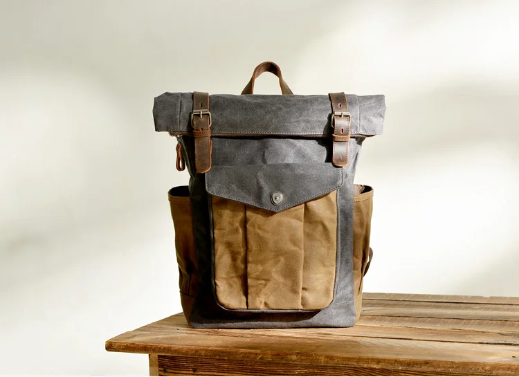Популярный роскошный винтажный холщовый рюкзак для мужчин, масло воск, холст, кожа, рюкзак для путешествий, большой водонепроницаемый рюкзак, ретро рюкзак