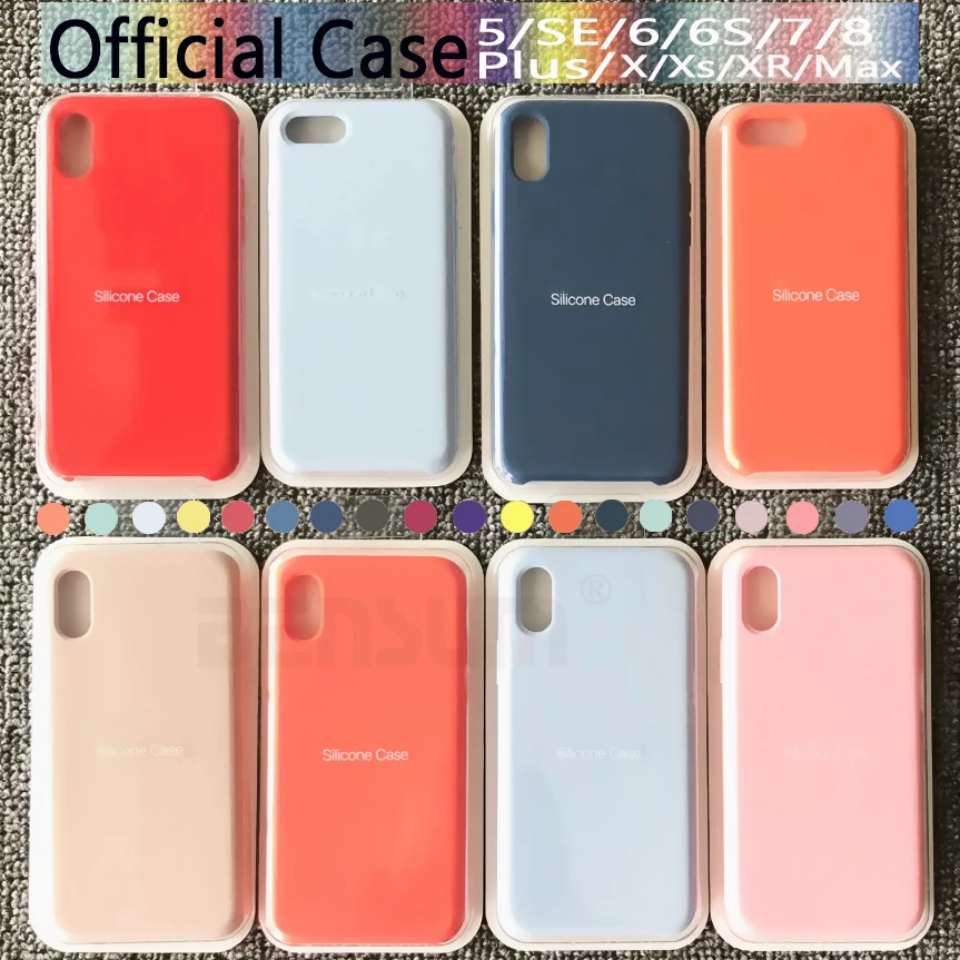 

Have LOGO Original Official Silicone Case For iPhone 7 8 Plus For Apple Case For iPhone X XS Max XR 6 6S 5 5S SE Cover Funda+Box