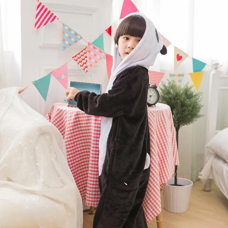 Kid Panda Kigurumi Onesies Child Animal Cosplay Costumes Cute Anime Jumpsuit Set Winter Party Black White Cloth With Shoe Kid Panda Kigurumi Onesies Child Animal Cosplay Costumes Cute Anime Jumpsuit Set Winter Party Black White Cloth With Shoe