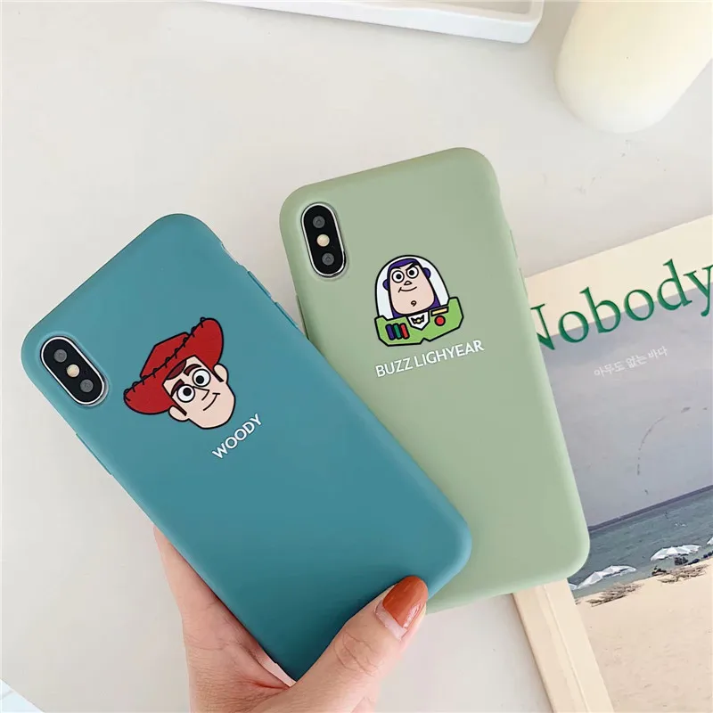 

GYKZ Cartoon Woody Buzz Lightyear Phone Case For iPhone XS MAX X XR 7 8 6 6s Plus Toy Story Soft Matte Back Cover Fundas Coque