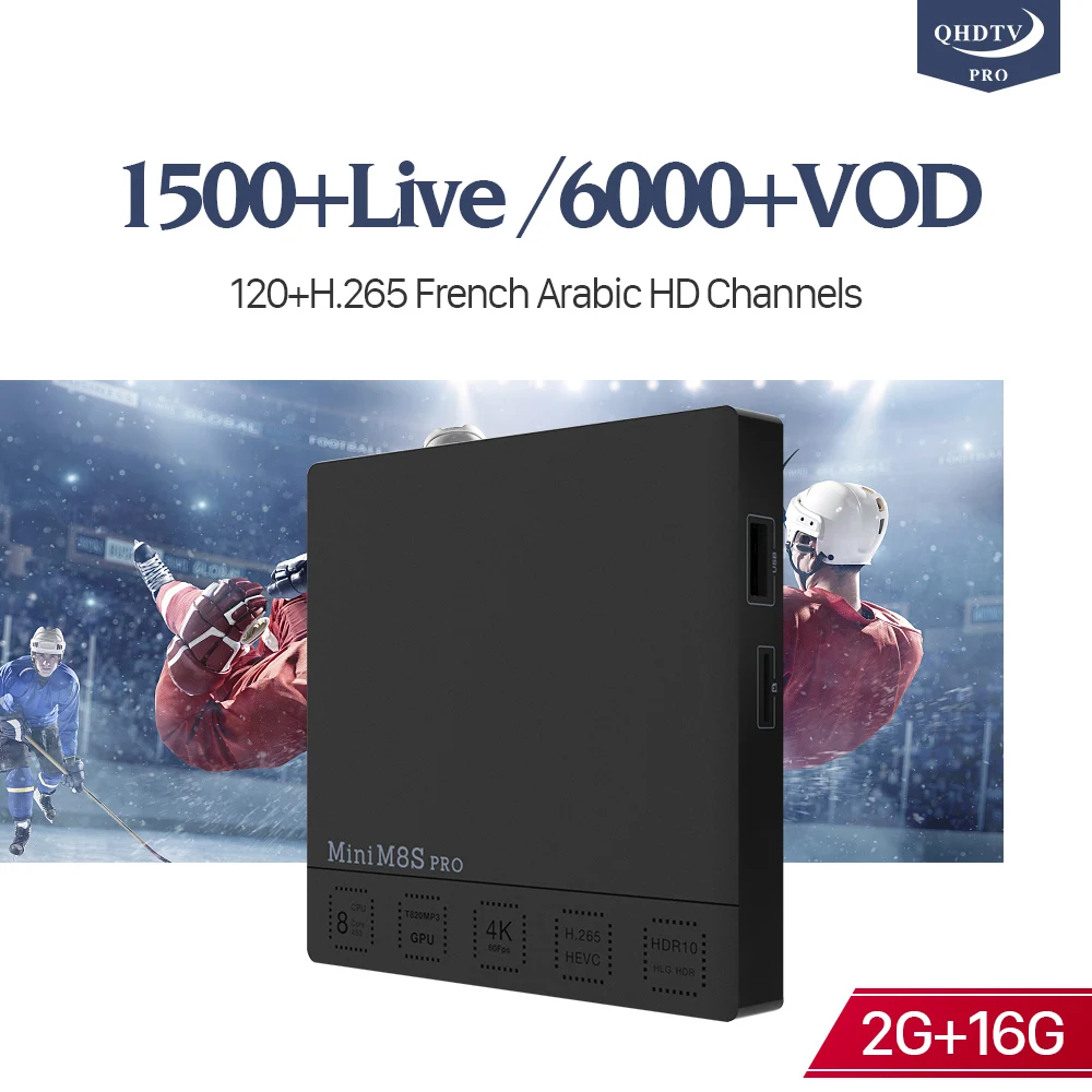 

QHDTV Pro Code 1 Year Subscription IPTV French Arabic MINI M8S PRO Smart Android 7.1 TV Box Amlogic S912 French Arabic IPTV Box