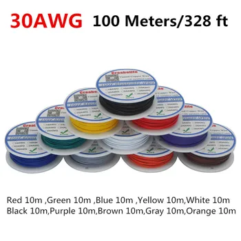 

100m /lot UL 1007 30AWG 10 Colors Electrical Wire Cable Line Tinned Copper PCB Wire UL Certification Insulated LED Cable