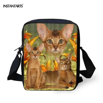 

INSTANTARTS Abyssinian Cat Print Crossbody Bag Kids Mini School Bags Boys Girls Flap Small Shoulder Bag Brand Design Bookbag