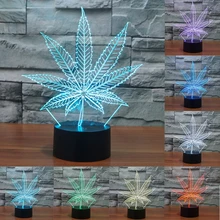 Acrylic Maple Leaf 3D Night Light 7 Colors change USB Lamp Crystal Touch sensor Nightlight Leaf Shaped for Home Decor IY803610