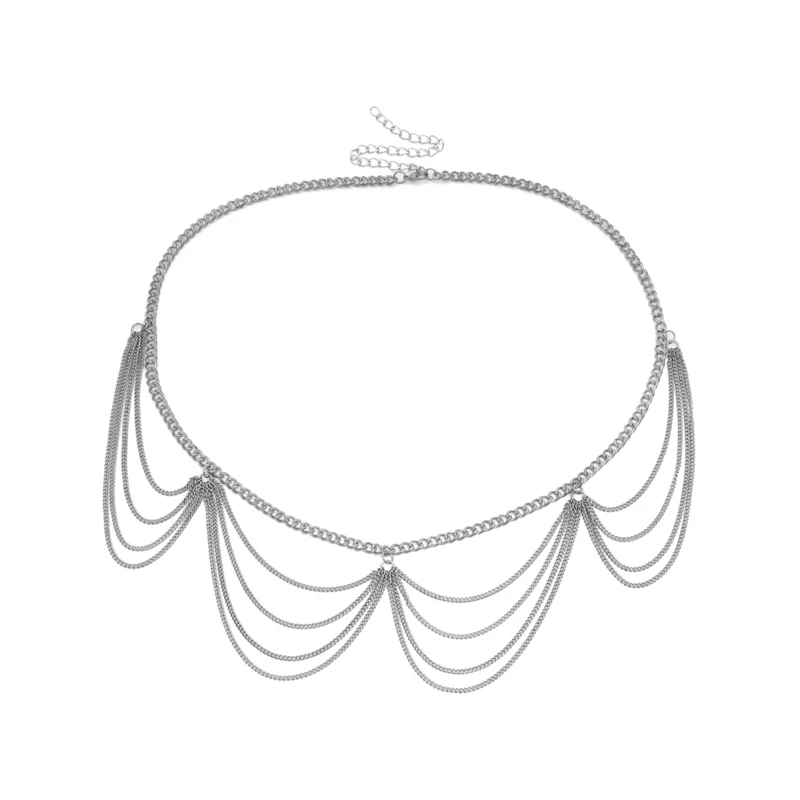 style 3 sliver Женский модный пояс, высокая талия, Золотая узкая металлическая цепочка, массивная бахрома - Цвет: style 3 sliver