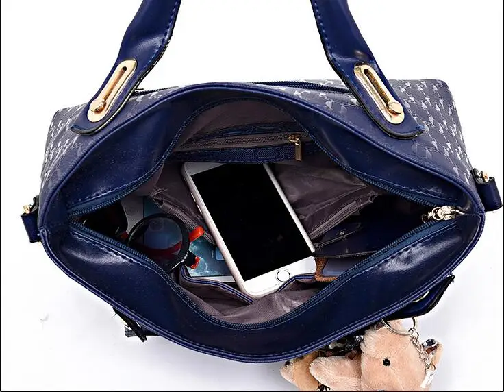 Women 4 Set Handbags Pu Leather Fashion Designer Handbag Shoulder Bag Black Vintage Female Messenger Bag Sac A Main Women 4 Set Handbags Pu Leather Fashion Designer Handbag Shoulder Bag Black Vintage Female Messenger Bag Sac A Main