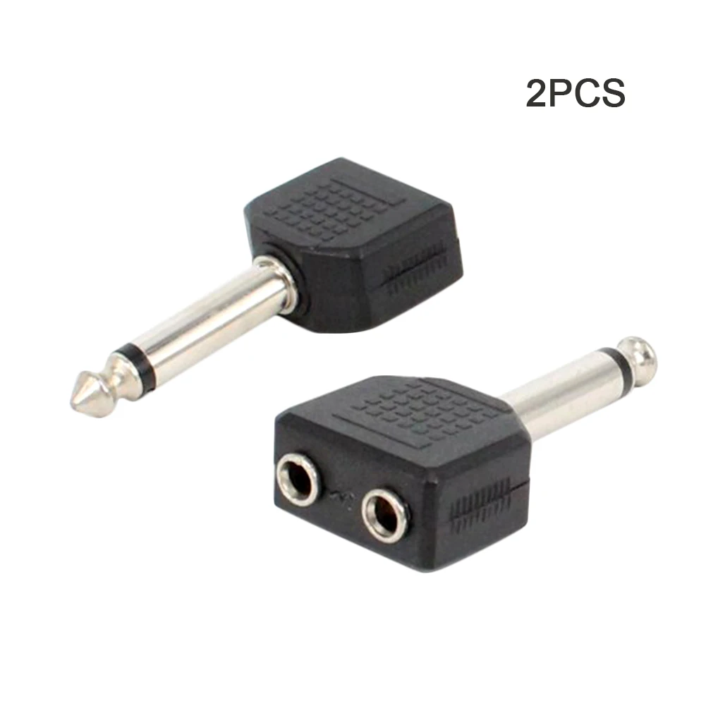 

2Pcs/pack Socket Stereo Y Splitter Home Audio Adapter Video Converter 6.35mm Mono Male To Dual 3.5mm Microphone Lightweight
