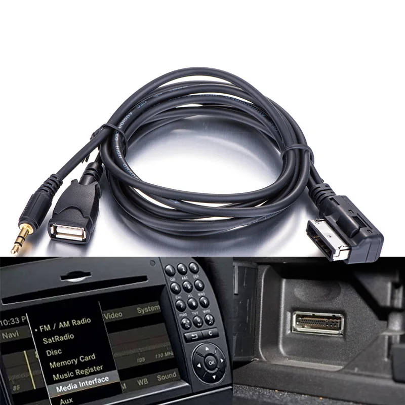 Автомобильный AMI MDI интерфейс для AUX 3,5 ММ медиа в usb зарядный кабель-адаптер для Mercedes Benz