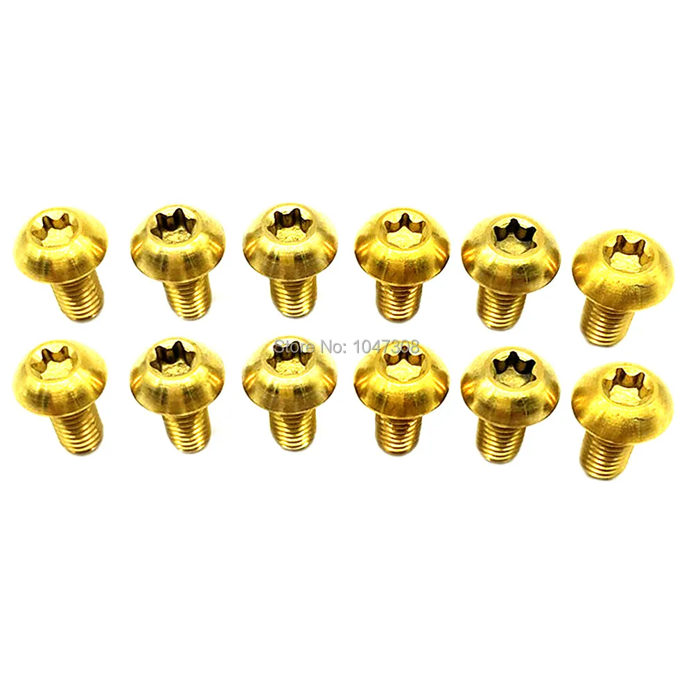 12pcs M5x10mm Bicycle Head Disc Brake Rotors Screws Bolts Nuts Torx T25