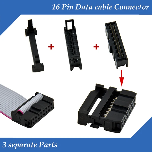 Черный цвет 3 отдельных частей 16pin LED Экран дисплея Кабельный разъем