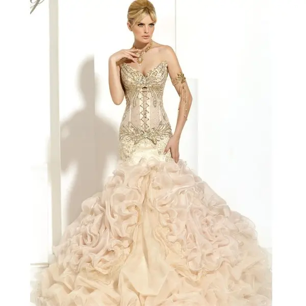 New Arrival Best Selling Luxury Sweetheart Organza Full Of Beading