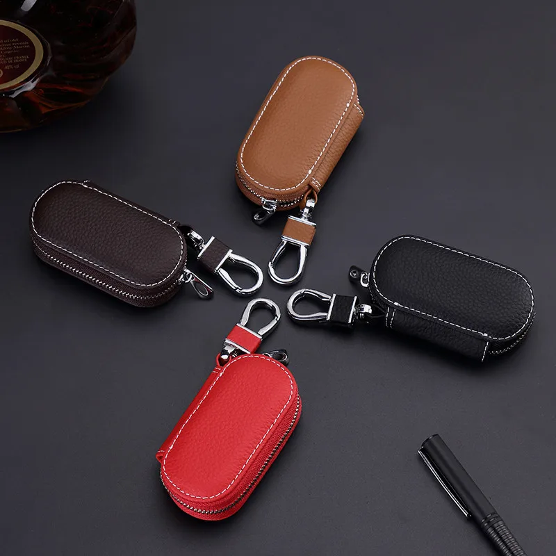

2018 Genuine Cow Leather Men & Women Car Key Bag Wallet Solid Multi Function Key Case Fashion Housekeeper Holders 6 Key Rings