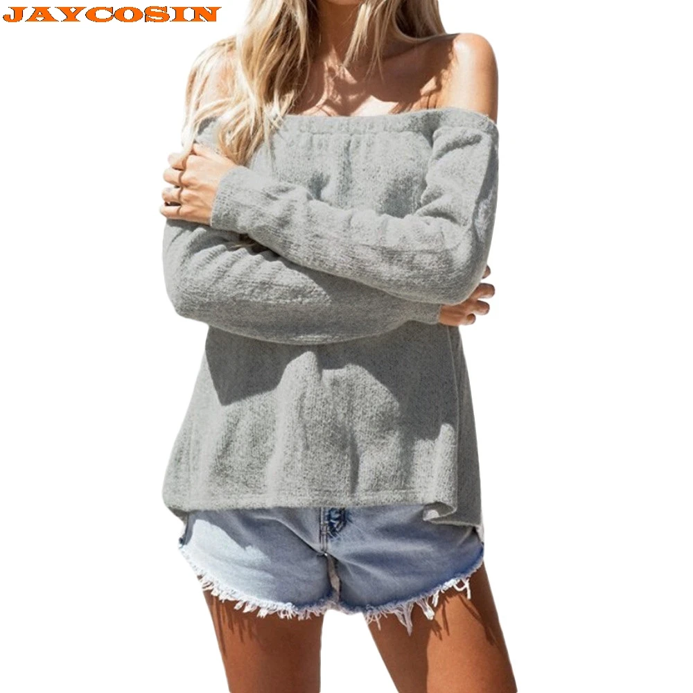 JAYCOSIN Hot Fashion Design Women Spring Long Sleeve Knitted Solid Bandage Sweater Tops Blouse High Quality New | Женская одежда