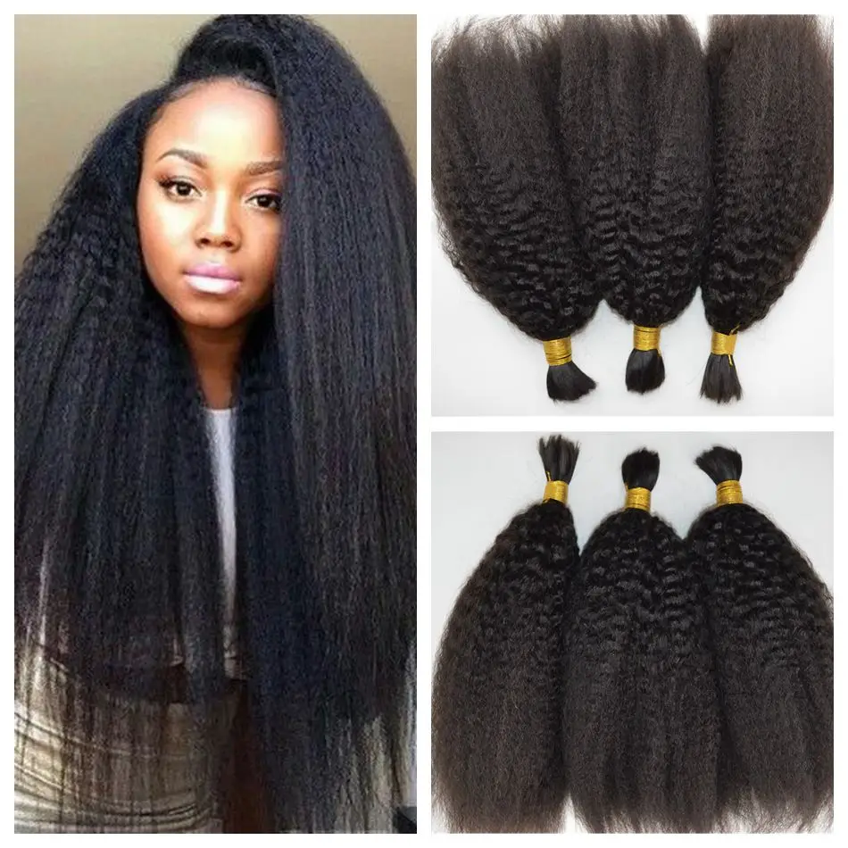 Kinky Straight Human Braiding Hair Bulk 