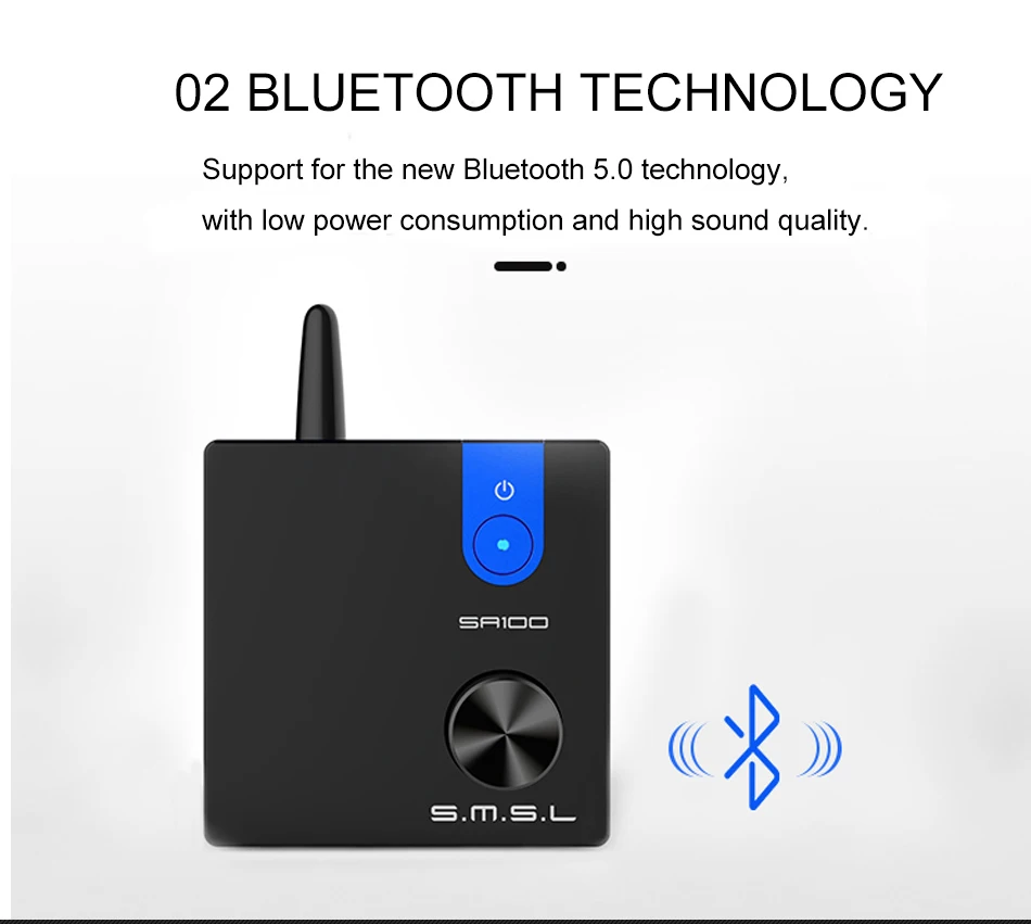 SMSL SA100 Настольный Bluetooth усилитель Hifi TPA3116 усилитель мощности аудио 50 Вт+ 50 Вт усилитель