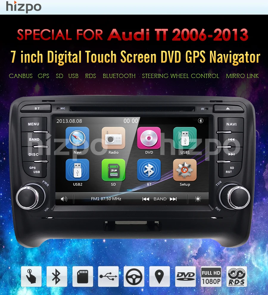 Flash Deal Car Multimedia For Audi TT MK2 2006 2007 2008 2009 2010 2011 2012 2013 2014 7" Navigation Stereo GPS Car DVD Player Radio 1080P 1