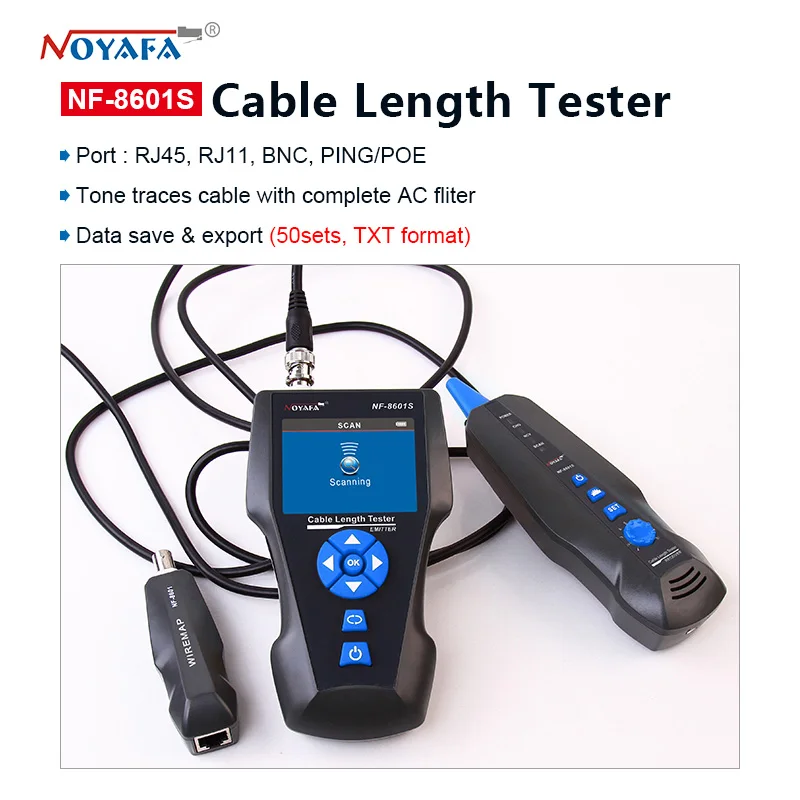 NOYAFA NF-8601S TDR Tester Network Cable Tester Tracker RJ45 RJ11 lan cable length telephone tracker+POE+PING+Voltage detector