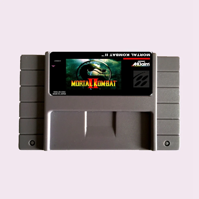 Игровая карта Mortal Kombat 2 NTSC 16 бит большая серая для американской версии |