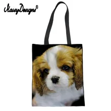 Бесшумный дизайн шоппинг Холщовая Сумка-тоут женская сумка на плечо большая дорожная сумка король Шарль спаниель печать девушка роскошная сумка на пояс