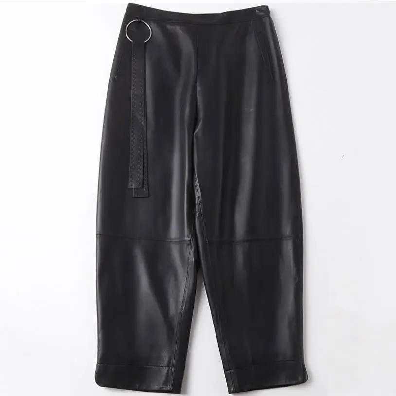 

Leather pants women's Fashion real sheep leather pants female soft leather punk hip bag pencil leather trousers wqwq1359