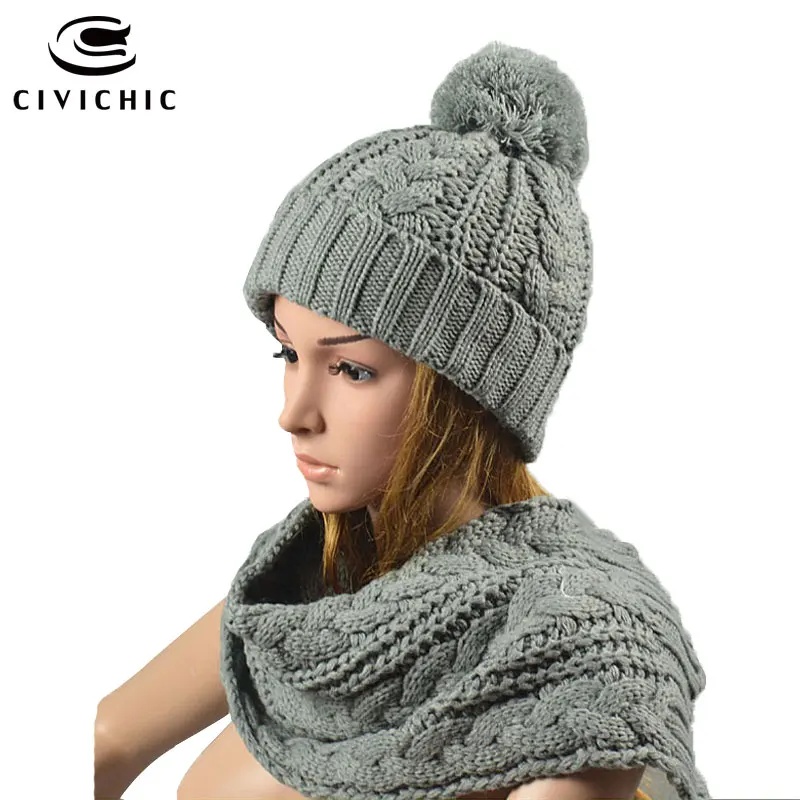 Женская зимняя утепленная шаль с помпоном 5 цветов|scarf hat set|hat setknitted scarf |