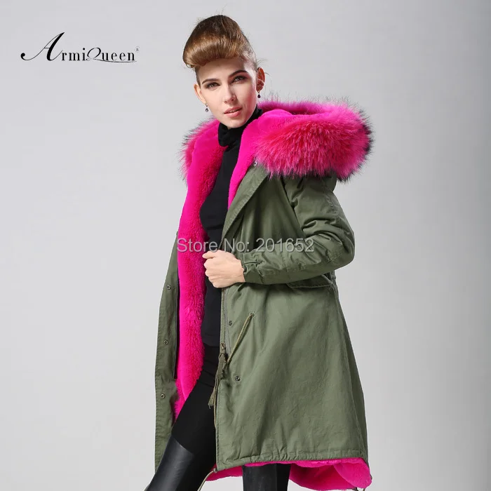 Special Offers New Fashion Women Winter Super Long Coat fur collar Hooded Parka Jacket faux fur lined coat mr