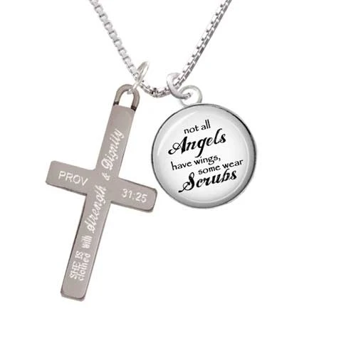 Domed Angels Wear Scrubs - Strength and Dignity - Cross Necklace (1)