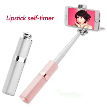 

Lipstick Design Wired Selfie Stick Mini Portable Monopod Tripod for Samsung Xiaomi Mobile Phone Palo Selfie