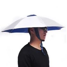 Folding Adjustable UV Protection Hand Free Sun Rain Cap Fishing Headwear Umbrella Hat Rainproof Windproof