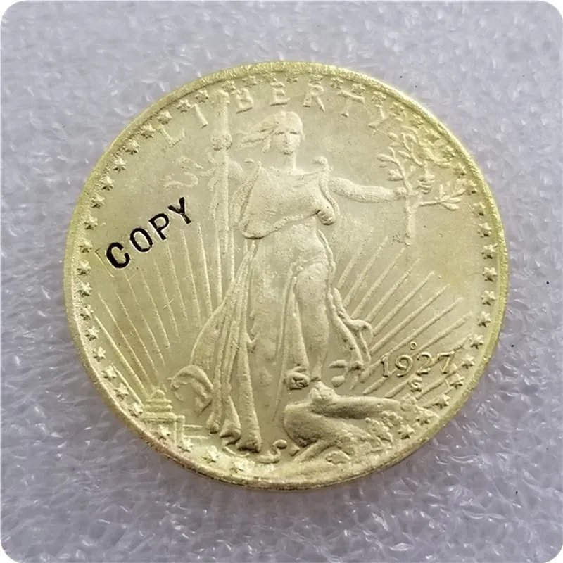 США 1920S-1933$20 Святого гауденса двуглавый орёл имитация монеты памятные монеты-копии монет медаль коллекционные монеты - Цвет: 1927D