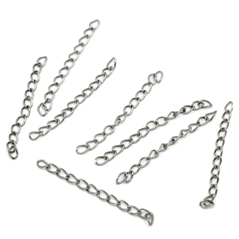 200Pcs Silver Tone Alloy Extension Chains Tail Extender Jewelry