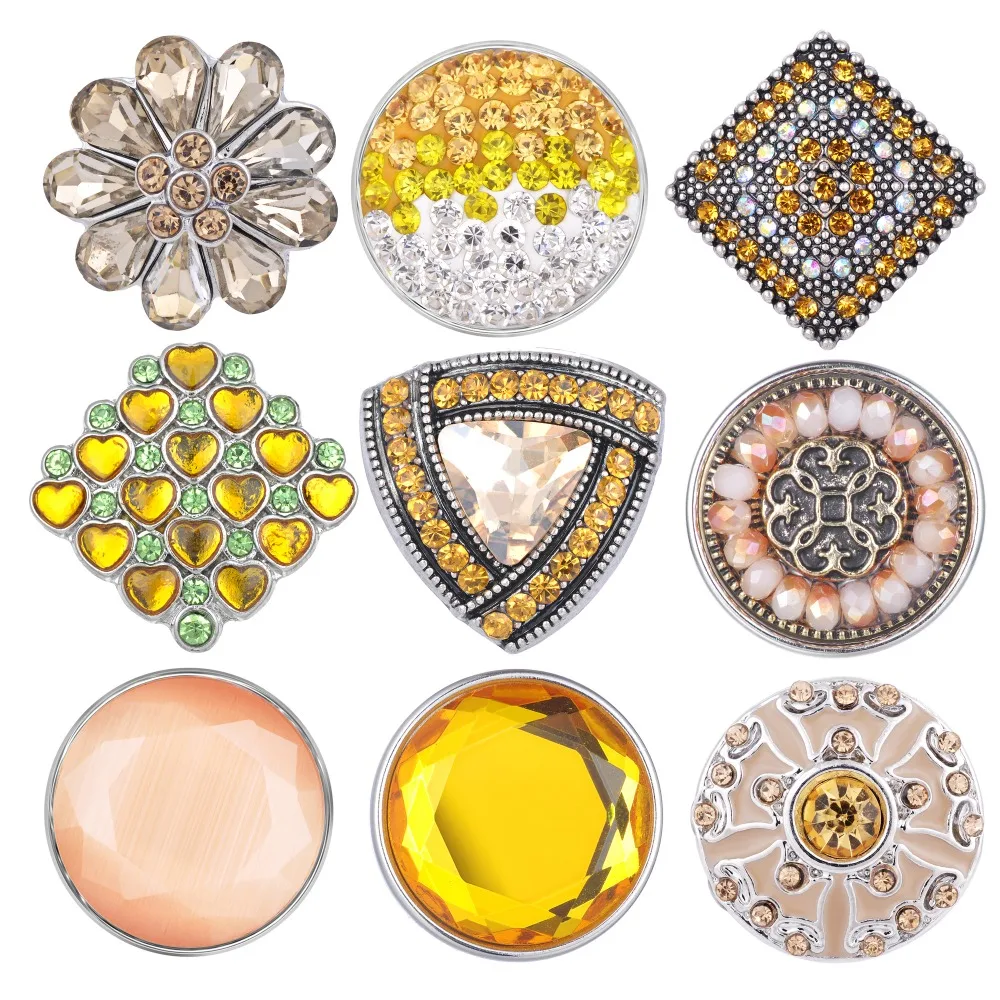 

50pcs Mix Pack Newest Styles Yellow Series GingerSnaps 18mm Snap button Charms Snap Jewelry Vn-1983*50