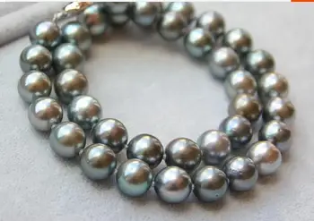 

gorgeous 11-12mm huge round south sea silver grey pearl necklace 18inch 925s