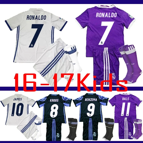 2016 Реалов 2017y Madride Футбол Jerse Топ Тайский Дети де рубашки Майо Де Ног команда Survetement