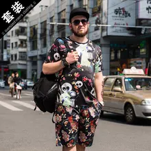 Комплект для мужчин летний спортивный костюм с короткими рукавами из 2 предметов футболка+ шорты, Комплект пляжный модный мужской повседневный костюм Спортивная одежда 5XL 6XL