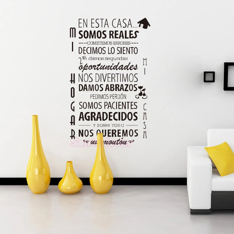 

Spanish Quote House rules Vinyl Wall Sticker Removable Wall Decal Mural Decor Living Room Wall art Home Decor Poster 44cm x 69cm