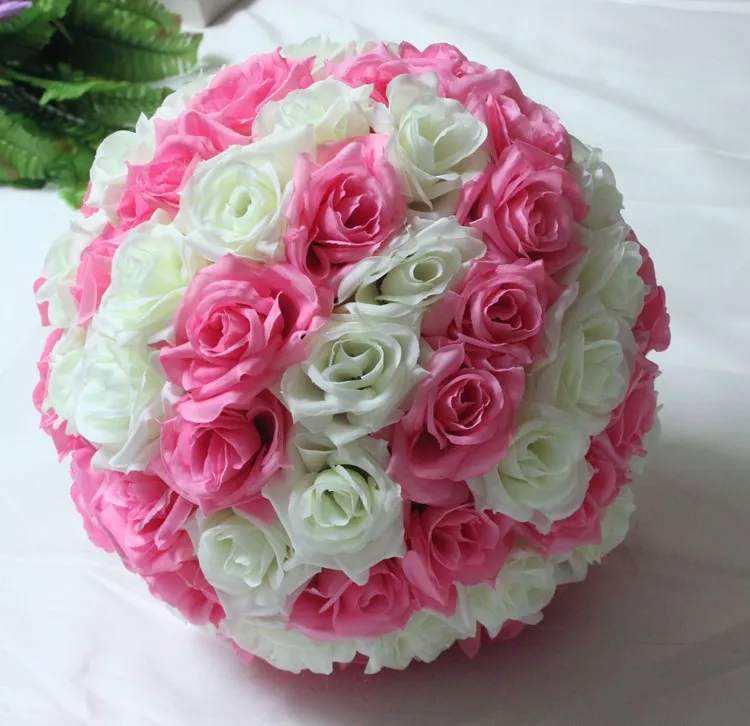 Silk Rose Pomander Flower Kissing Ball Wedding Bouquet Party Home Decoratio Q4O4 