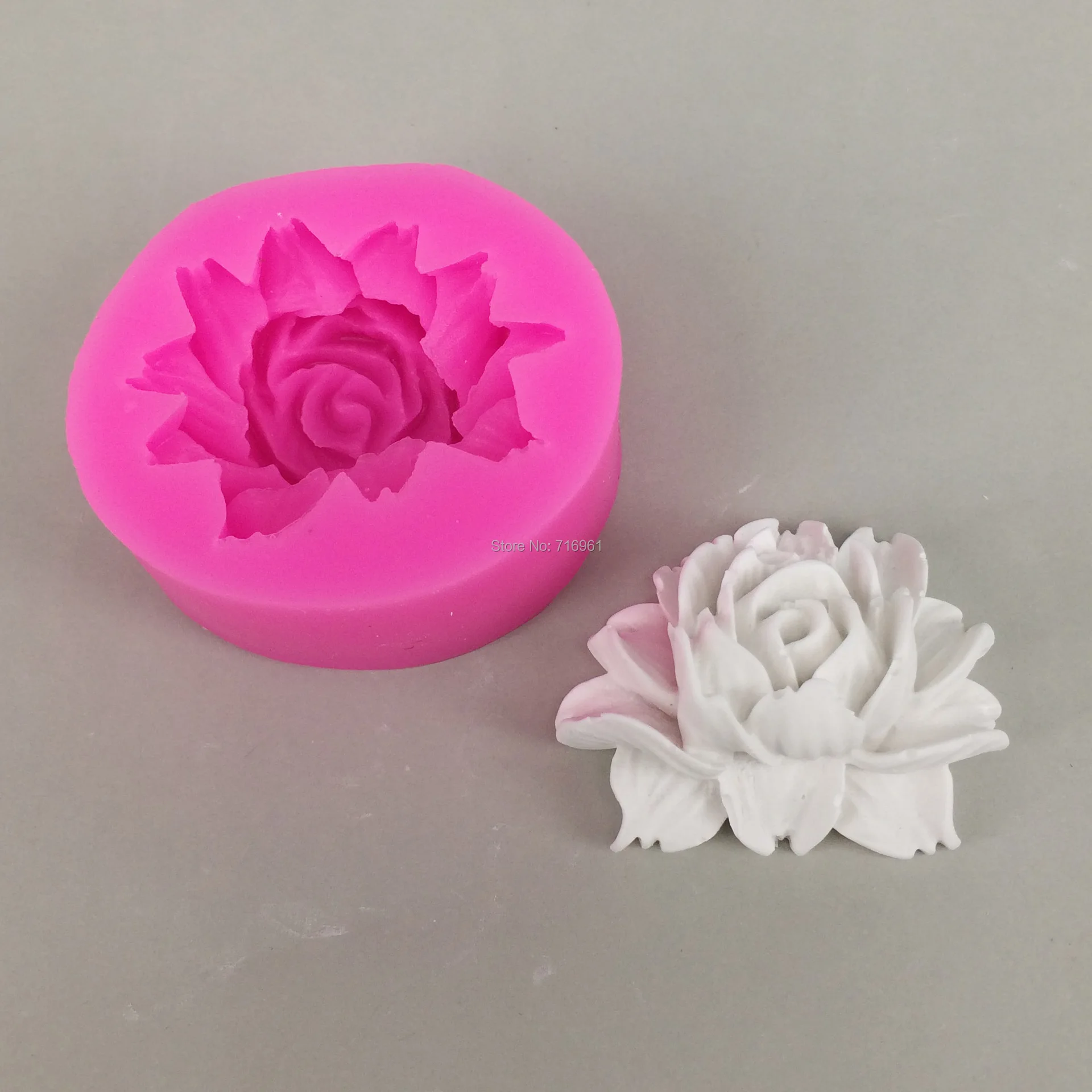 3d rosa flor forma grande tamanho silicone