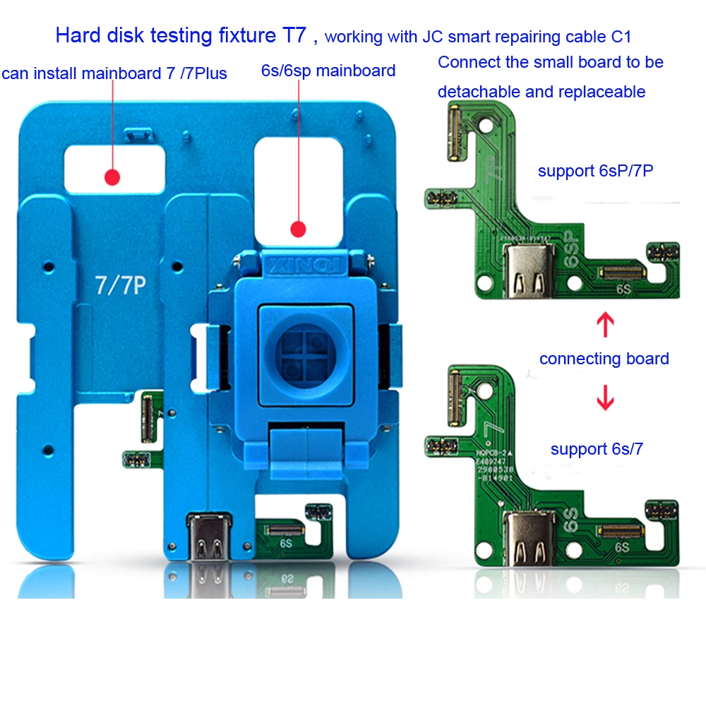 JC жесткого диска щетка испытательный фиксатор T7 T8 держатель тестера для iPhone 6 S 6 S Plus 7 7 Plus, 8, 8 Plus, Батарея чистки линзами назначение Testin