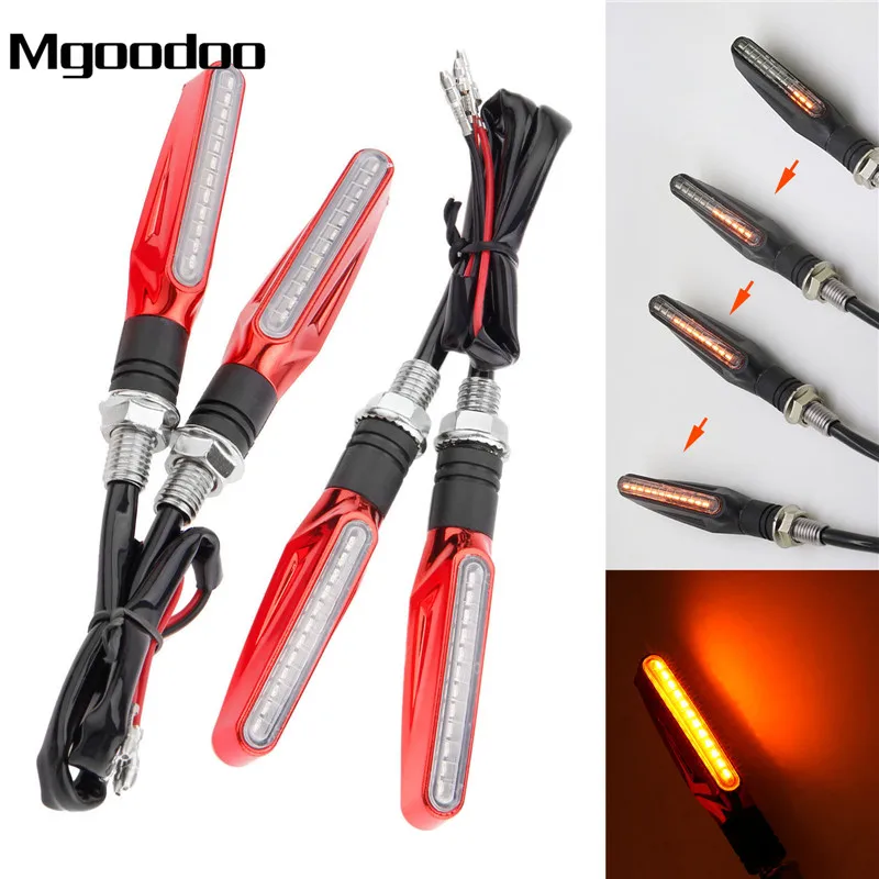 

Mgoodoo 4Pcs Motorcycle Turn Signals LED Flexible Blinker Indicator Amber Flowing Water Flashing Lights Tail Stop Indicators