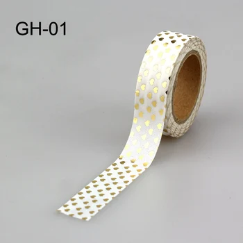 

NEW 1X 15mm*10m Heart Gold Foil Gilded Paper Tape for Christmas and Halloween Print DIY Deco Masking Japanese Paper Washi Tape