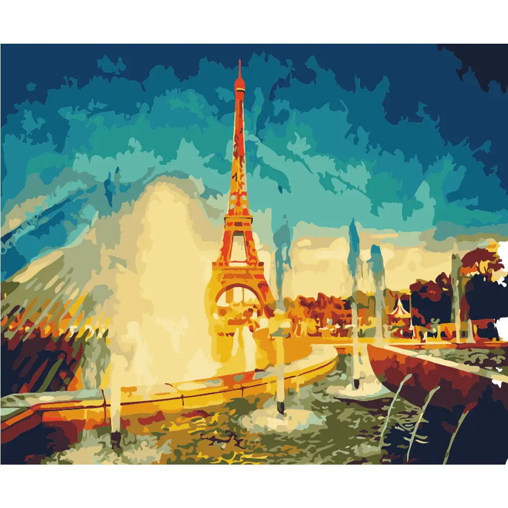 DIY PBN Парижская башня Arcylic живопись по номерам на холсте в рамке настенные картины искусство для гостиной украшение дома - Цвет: Y5005