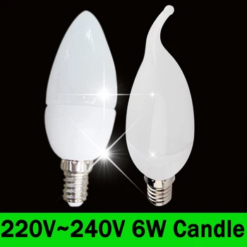 

Free Shipping LED Candle Bulb E14 6W LED Candle Lamp low-Carbon life SMD2835 AC220-240V Warm White/White Energy Saving 10pcs/lot