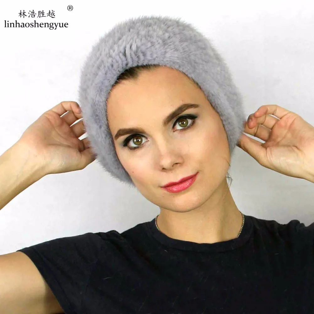 Linhaoshengyue 2017 winter warm fashion mink fur women Headgear hat cap 100 mink fur