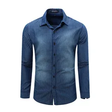 Новая Европейская и американская внешняя торговля мужская с длинными рукавами ковбойская полосатая рубашка евро размер