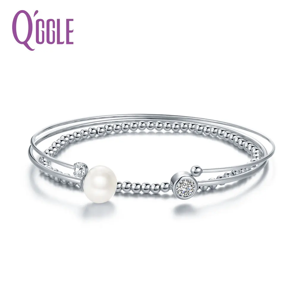 QGGLE Brand Jewelry High Quality Copper Simulated Pearl Rhinestone