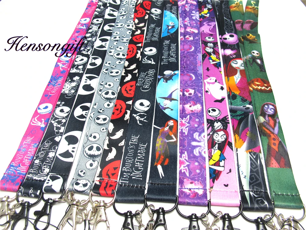 

Kids The Nightmare Before Christmas Keychian Lanyard Badge ID Cards Holders JACK Pumpkin Mobile Phone Key Straps