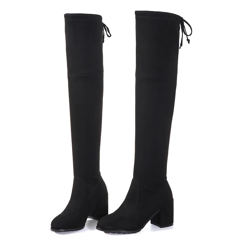 

New Autumn Winter Women Shoes Suede Female Martin Boots Vintage Fashion Long Boots Square Heel Knee-high Boots CH-A0125
