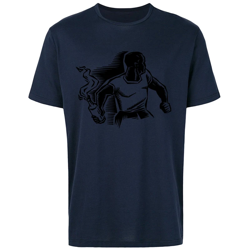 Tees Molotov cocktail Tops Tees Mother Day 2018 Fashion Print Short Sleeve Cotton Fabric Crew Neck Male T-Shirt Print Molotov cocktail navy