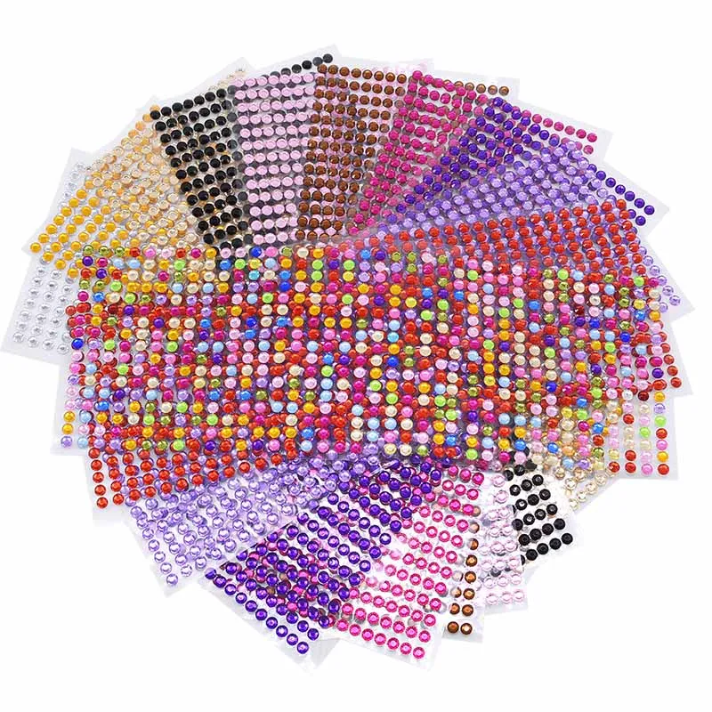 1 Sheet 3/4/5/6mm Rhinestone Stickers Self Adhesive Crystal Beads for Mobile Phone Car Decal Decoration Scrapbooking DIY Crafts